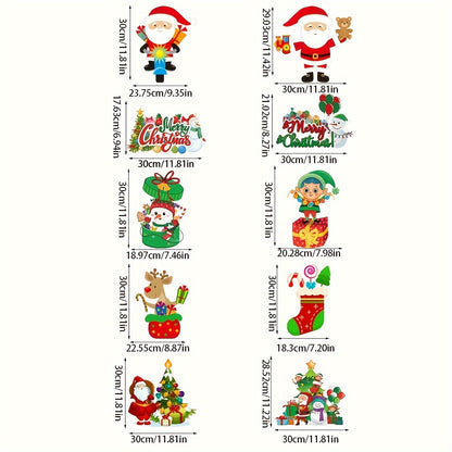 10pcs Christmas Party Decor Set - Festive Snowman & Socks Door Hangings, Polyester, No Batteries Required