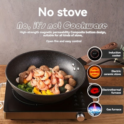 1pc 30CM Premium Non-Stick Coated Flat Frying Pan - Smokeless, Induction and Gas Stove Compatible, Easy Food Release, Durable, Heat-Resistant, Perfect for Frying Eggs, Steaks, and More - A Must-Have for Home Cooks