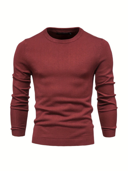 Men's Solid Color Crew Neck Slim Fit Knit Sweater