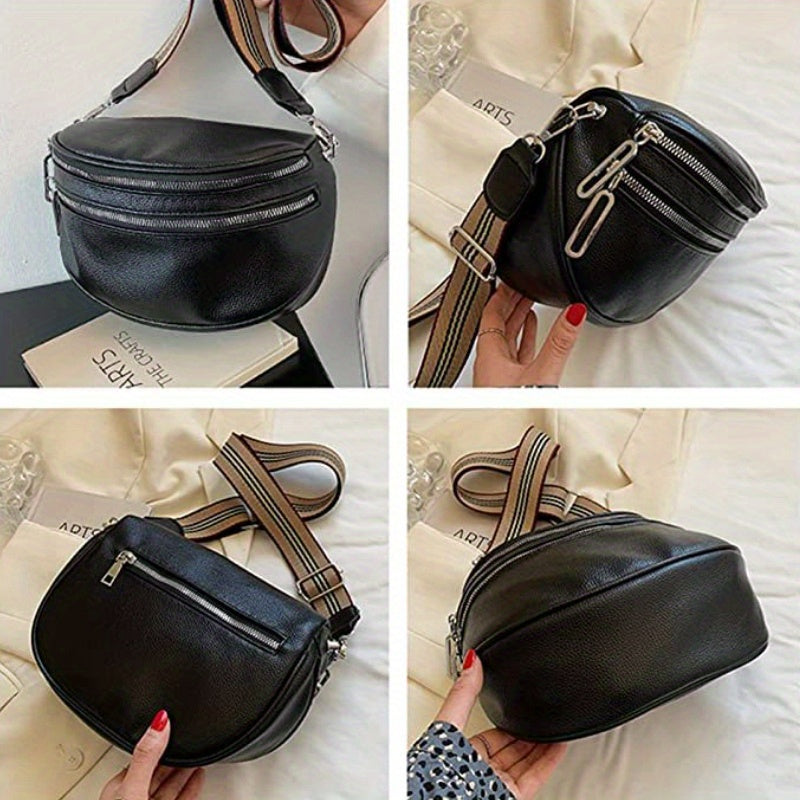 Fashion Multi Layer Crossbody Bag, Trendy Shoulder Saddle Bag, Women's Casual Chest Sling Bag & Shoulder Purse