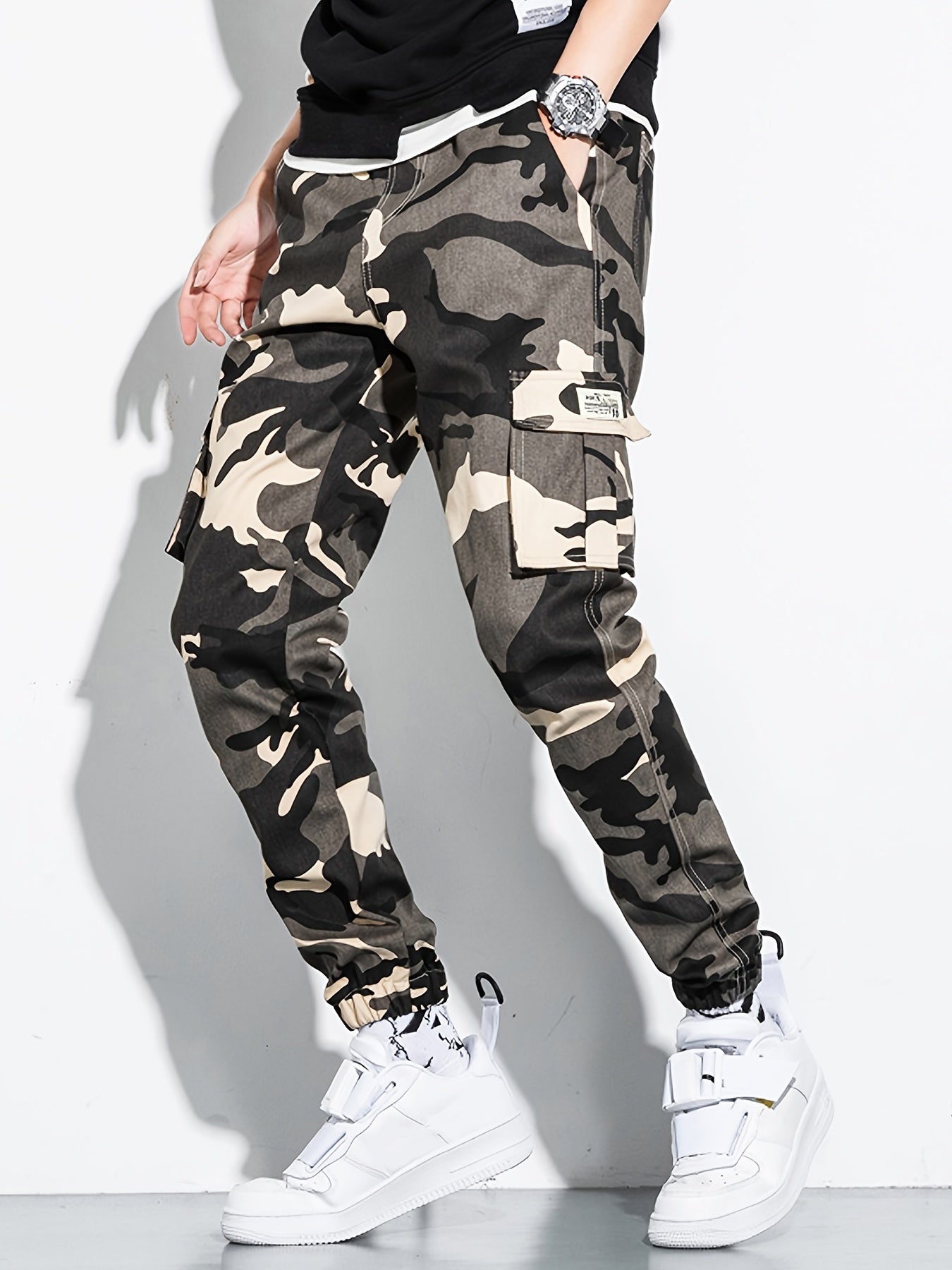 Spring And Autumn Cotton Pants Men's Camouflage Jogger Cargo Pants With Multi Pockets