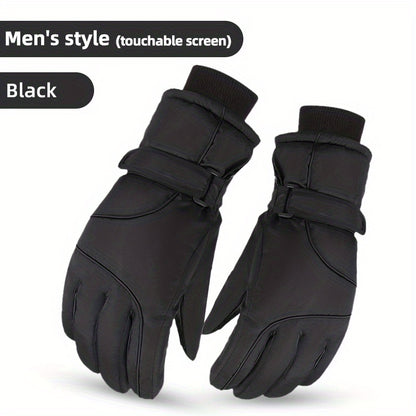 1pair Winter Touchscreen Windproof Thermal Full-finger Glover, For Skiing, Cycling