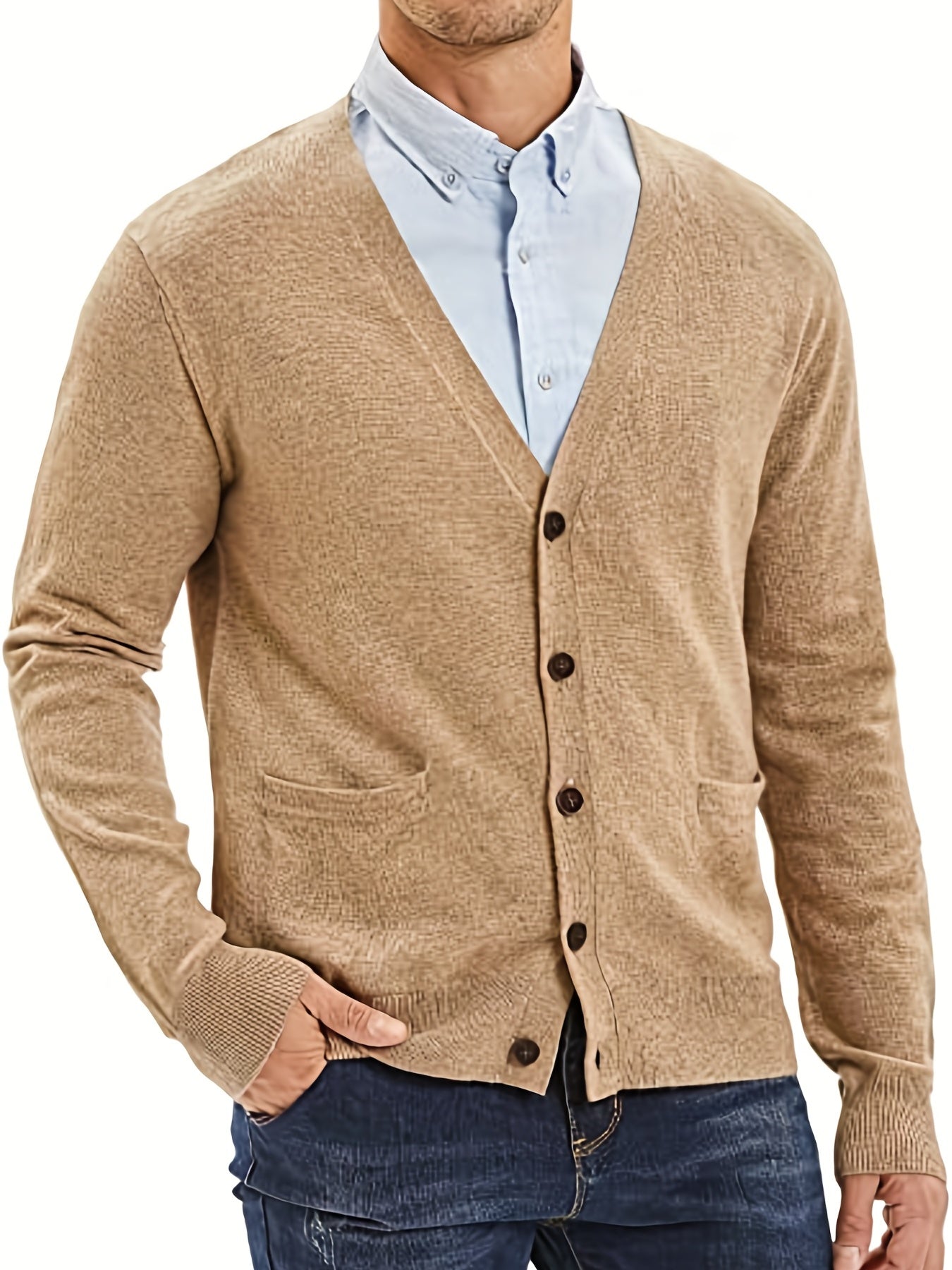 Men's Work V-neck Long Sleeves Button Cardigan Sweaters