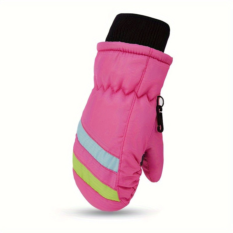 1 Pair Kids' Warm Winter Waterproof Cycling Gloves - Finger Protection, Thermal Insulation, and Anti-Slip Palm for 3-6 Years Old Children - Ideal for Skiing, Snowboarding, and Outdoor Winter Activities