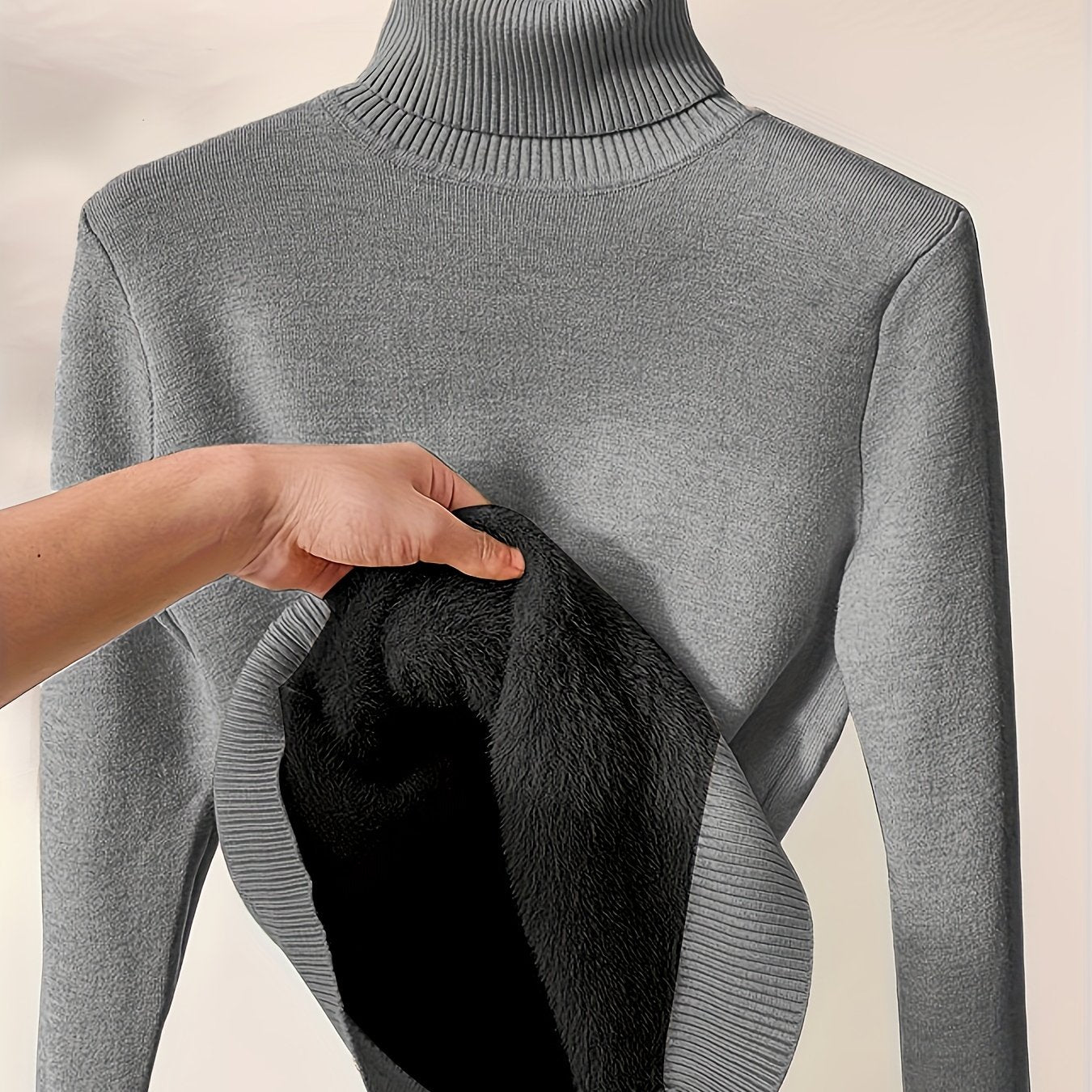 Solid Turtle Neck Pullover Sweater, Casual Long Sleeve Thermal Sweater For Fall & Winter, Women's Clothing