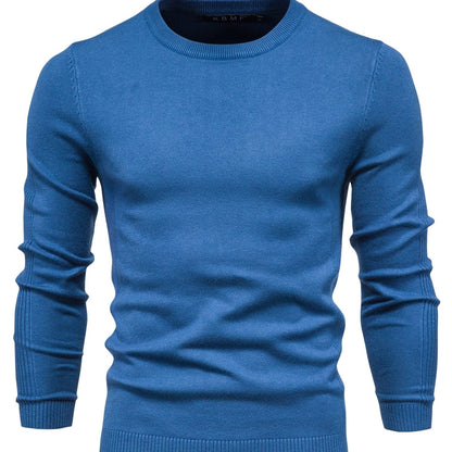 Men's Solid Color Crew Neck Slim Fit Knit Sweater