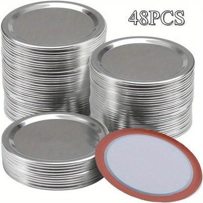 12/24/48pcs Wide Mouth Canning Lids Set - 100% Airtight, Leak-Proof, and Rust-Resistant - Perfect for Canning Food, Jams, Fruits, DIY Decorations, and Home Kitchen Supplies, Fits 70/86MM Mason Jars