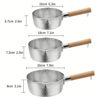 1pc Authentic Japanese Sauce Pan - Traditional Aesthetics, Wooden Handle, Mini Size for Effortless Milk Heating, Sauce Making, Oil Pouring & Melting - Perfect for Compact Kitchens