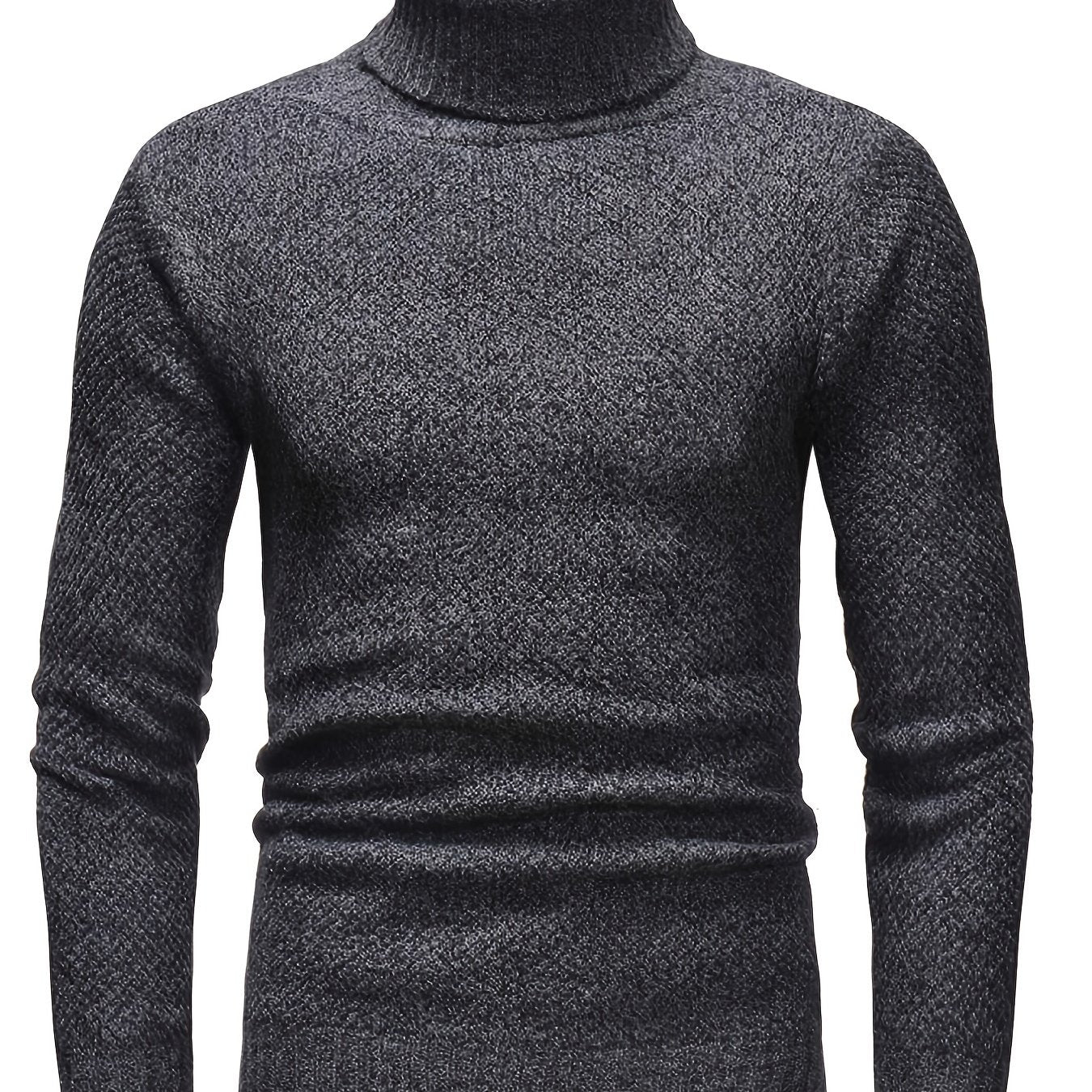 Men's Casual Sweater, Knit Slim Fit Pullover Turtleneck Sweater For Fall & Winter