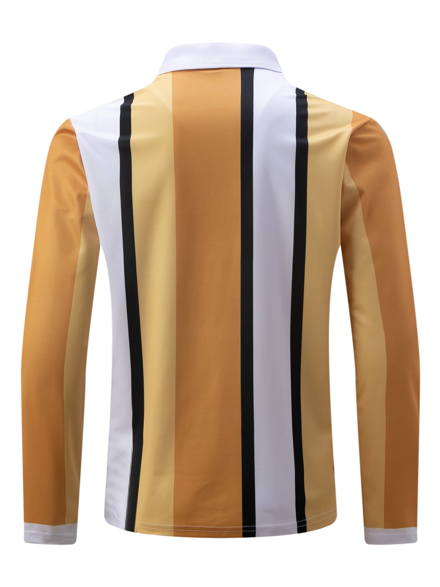 gbolsos  Men's Color Block Stripe Long Sleeve Zip Polo Shirt, Men's Clothing