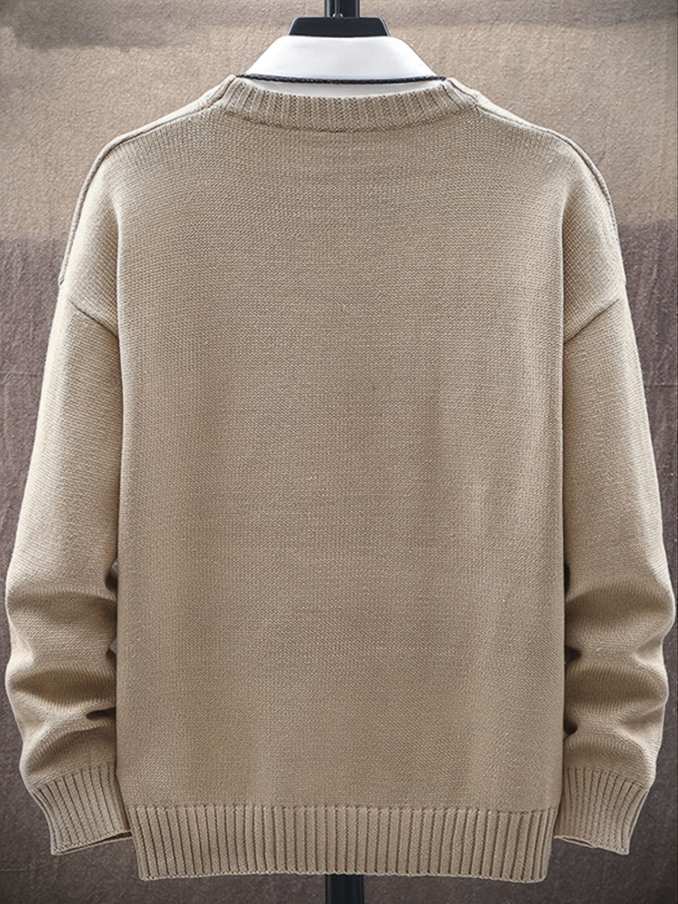 Men's Trendy Casual Knitted Crew Neck Pullover Sweater (Without Shirt)