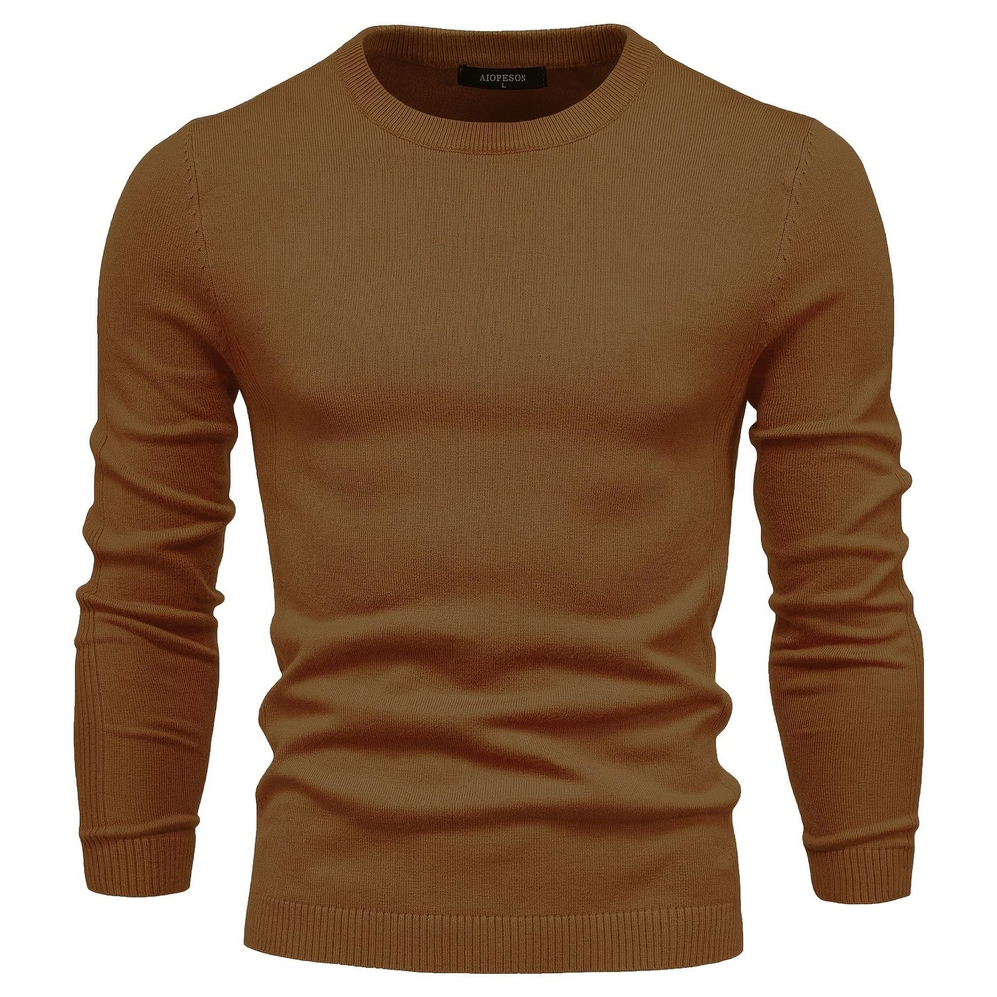 Men's Solid Color Crew Neck Slim Fit Knit Sweater