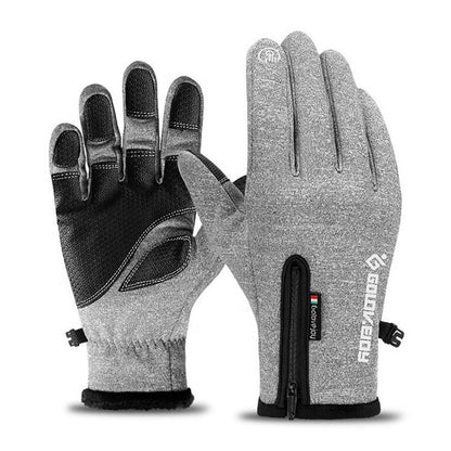 1 Pair of Premium Thermal Insulated Waterproof Windproof Gloves - Touch Screen Fingers, Fleece Zipper Cover, Warmth Retention, Anti-Slip Palm, Adjustable Cuff, Ideal for Motorcycle, Skiing, Winter Outdoor Activities, and Cold Weather Conditions