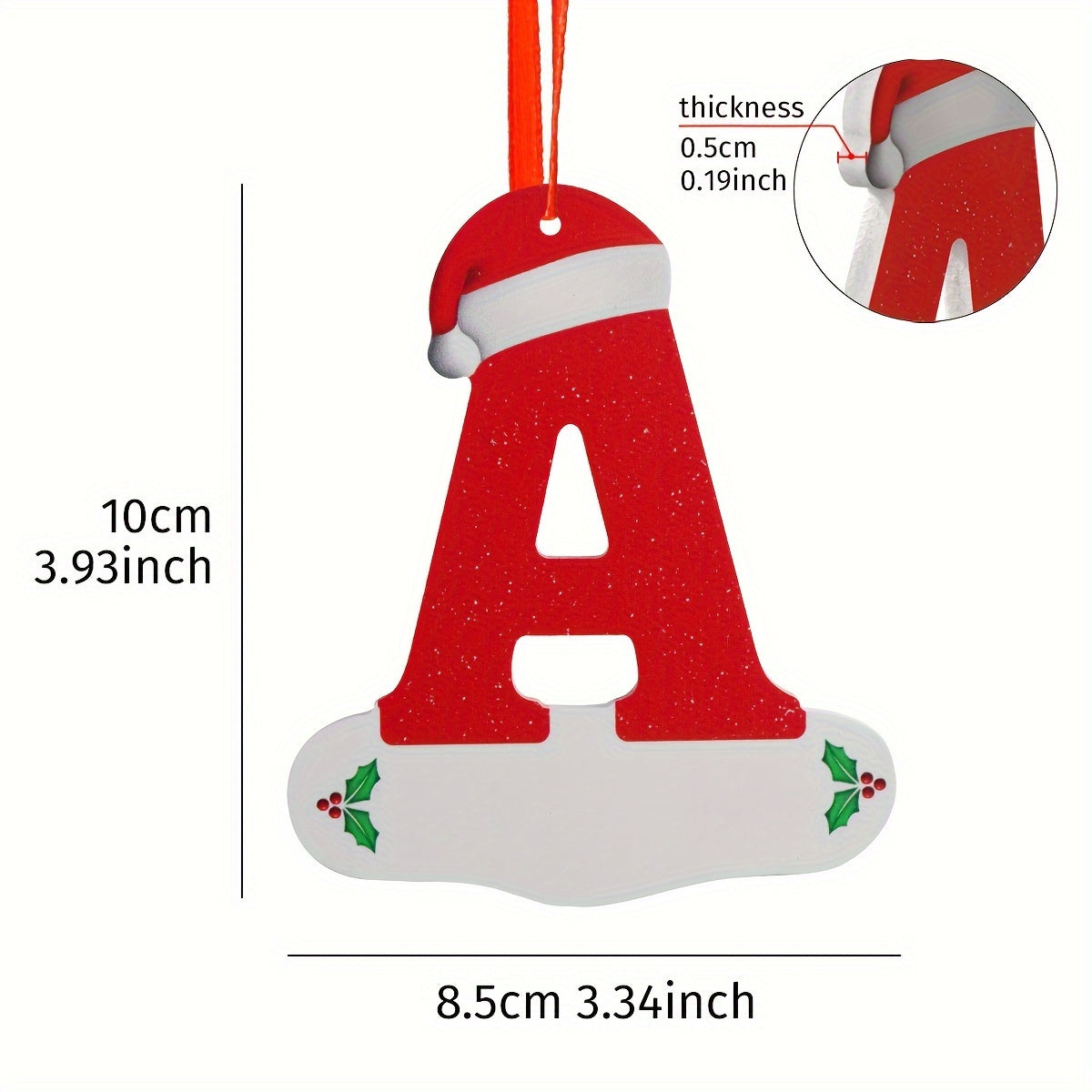 1PC Christmas Tree Decoration Letter Pendant - DIY Chevron Board Material Indoor Christmas Decorations with 26 Christmas Hat Letter for New Year Decorations