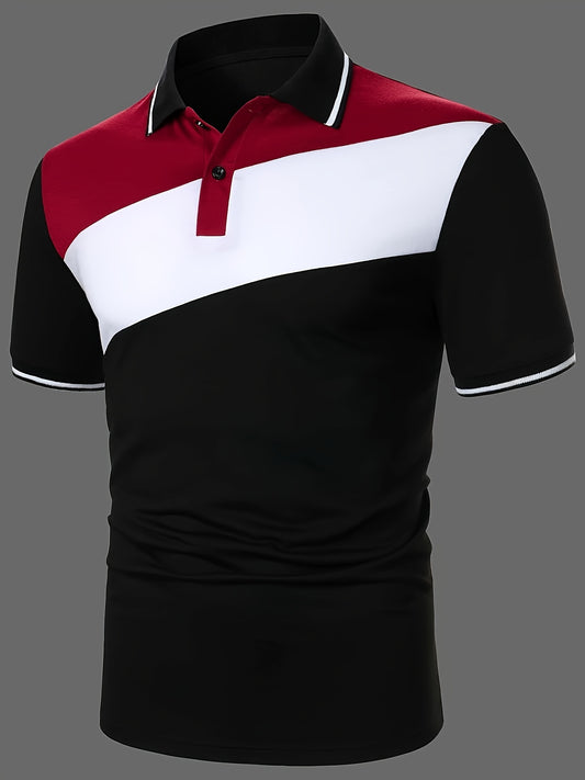 Men's Slim Casual Multi Color Striped Polo Shirt