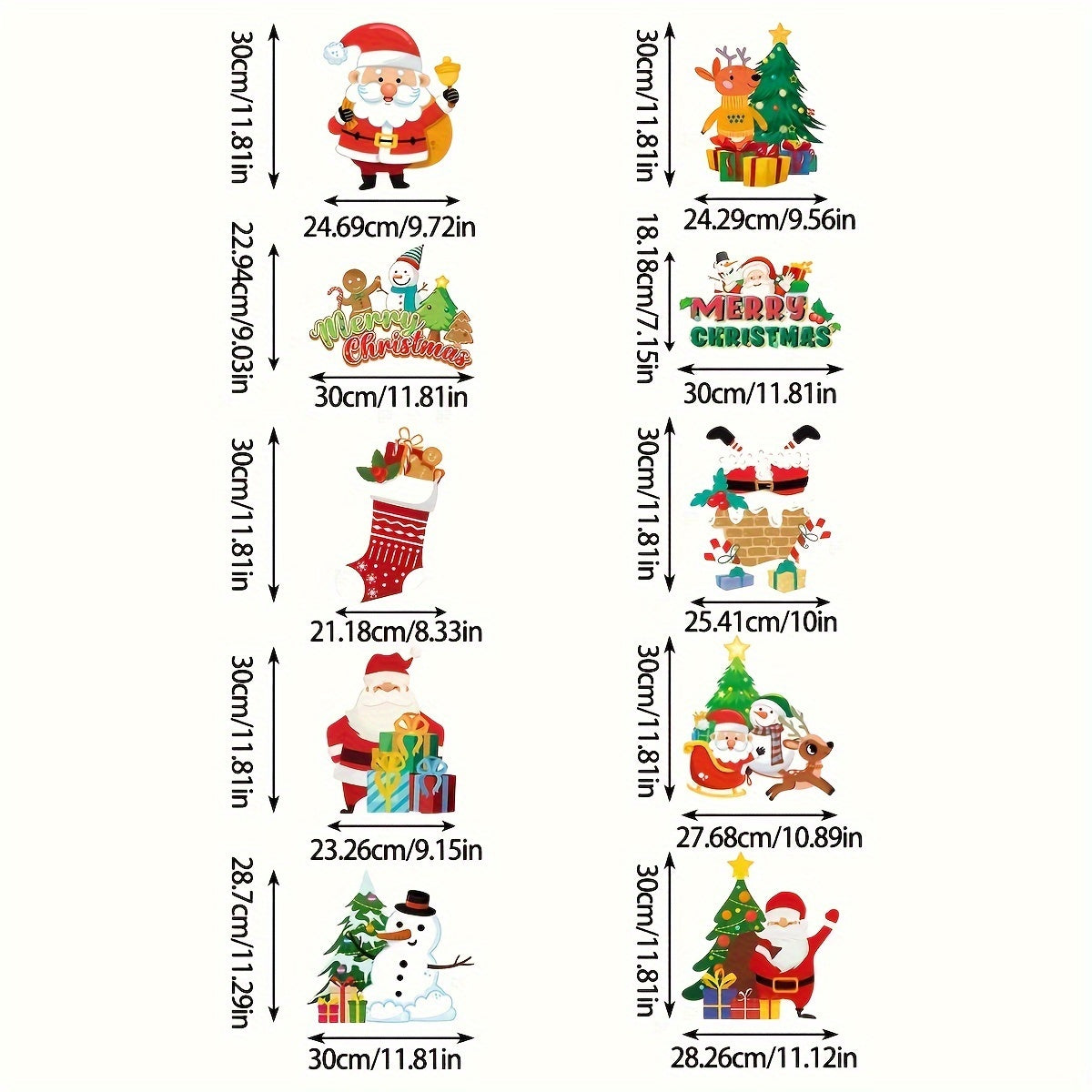 10pcs Christmas Party Decor Set - Festive Snowman & Socks Door Hangings, Polyester, No Batteries Required