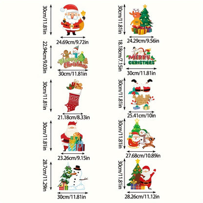 10pcs Christmas Party Decor Set - Festive Snowman & Socks Door Hangings, Polyester, No Batteries Required