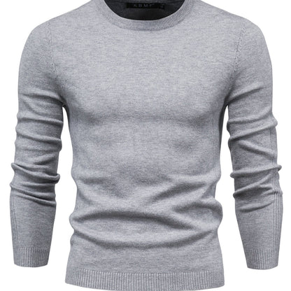 Men's Solid Color Crew Neck Slim Fit Knit Sweater