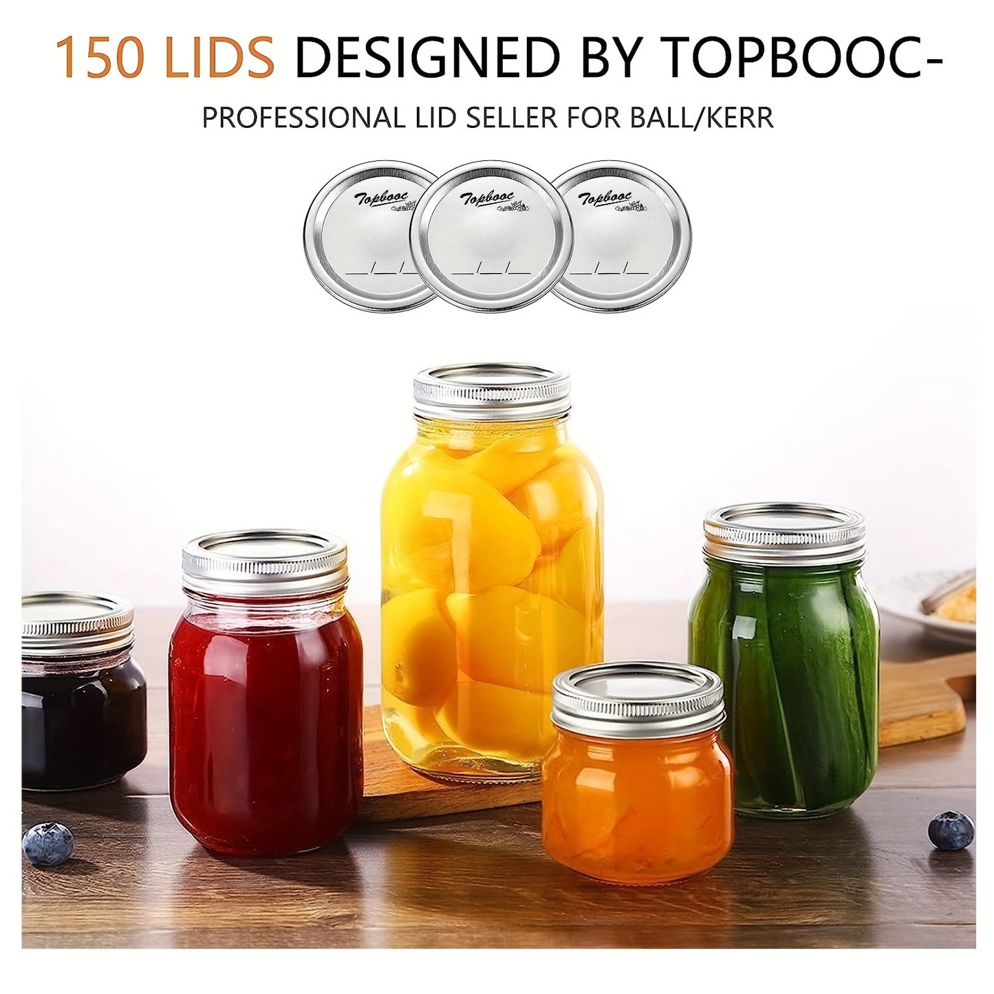 150 Count Regular Mouth Canning Lids - Airtight, Food-Grade, Split-Type Metal Mason Jar Lids for Ball and Kerr Jars - 100% Fit Guarantee, Durable, and Easy to Use