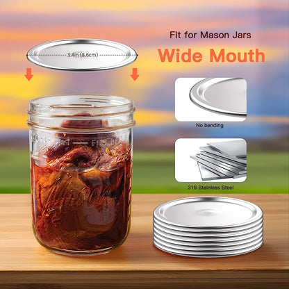 12/24/48pcs Wide Mouth Canning Lids Set - 100% Airtight, Leak-Proof, and Rust-Resistant - Perfect for Canning Food, Jams, Fruits, DIY Decorations, and Home Kitchen Supplies, Fits 70/86MM Mason Jars