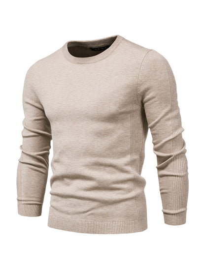 Men's Solid Color Crew Neck Slim Fit Knit Sweater