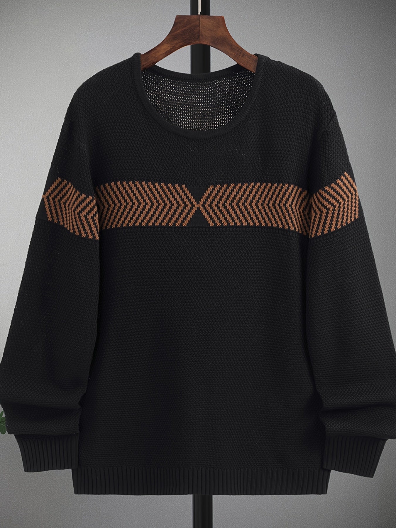 Autumn And Winter Men's Knit Sweater Casual Long Sleeve Black Sweater