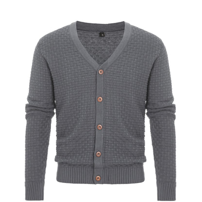 Men's New Knitted Sweater Cardigan Fashion Casual Men's V-neck Button Sweater Men