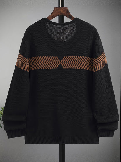 Autumn And Winter Men's Knit Sweater Casual Long Sleeve Black Sweater