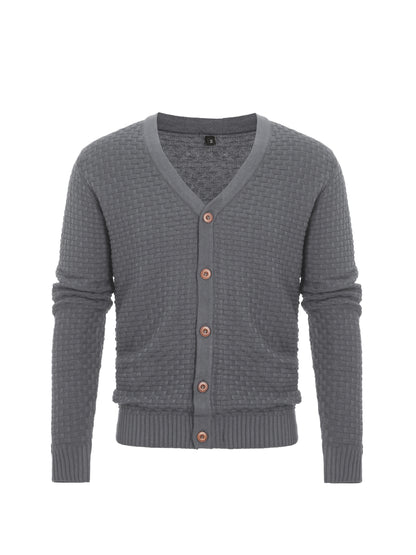 Men's New Knitted Sweater Cardigan Fashion Casual Men's V-neck Button Sweater Men