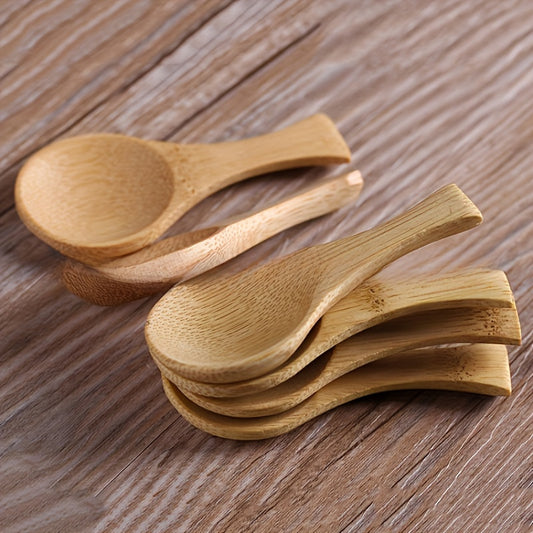 [Top-Rated] 6pcs Set of Bamboo Spoons - High-Quality, Short Handle Kitchen & Dining Utensils for Seasoning and Measuring