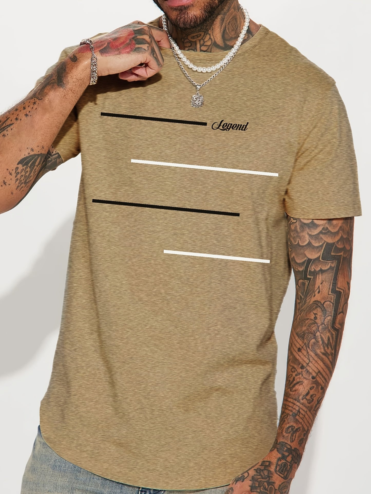 gbolsos  'Legend' Round Neck Graphic T-shirts, Causal Tees, Short Sleeves Comfortable Tops, Men's Summer Clothing