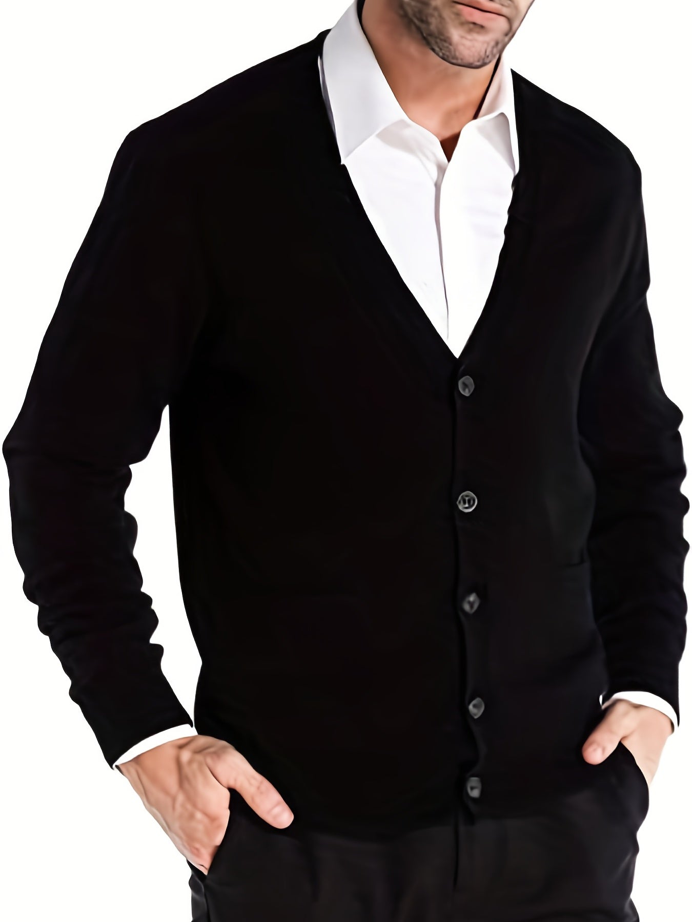 Men's Work V-neck Long Sleeves Button Cardigan Sweaters