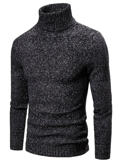 Men's Casual Sweater, Knit Slim Fit Pullover Turtleneck Sweater For Fall & Winter