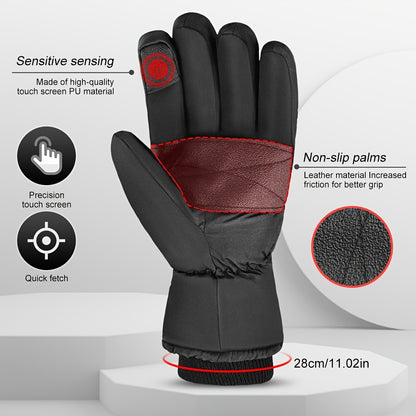 1pair Winter Touchscreen Windproof Thermal Full-finger Glover, For Skiing, Cycling