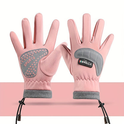 Youngsters' Winter Ski Gloves - Warm, Windproof & Non-Slip for Boys & Girls Ages 7-13 | Thickened Five-Finger Design for Outdoor Play & Cycling