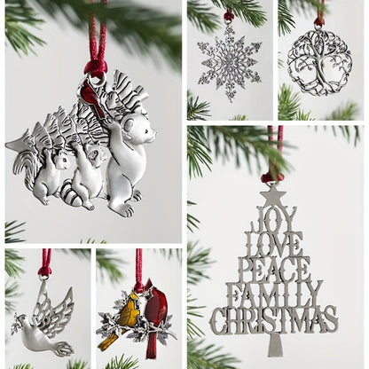 1pc Christmas Tree Ornament Alloy Metal Animal Life Tree Snowflake Ornament Pendant Home Decoration