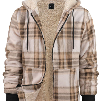 gbolsos  Warm Thick Fleece Plaid Jacket, Men's Casual Elegant Hooded Coat For Fall Winter