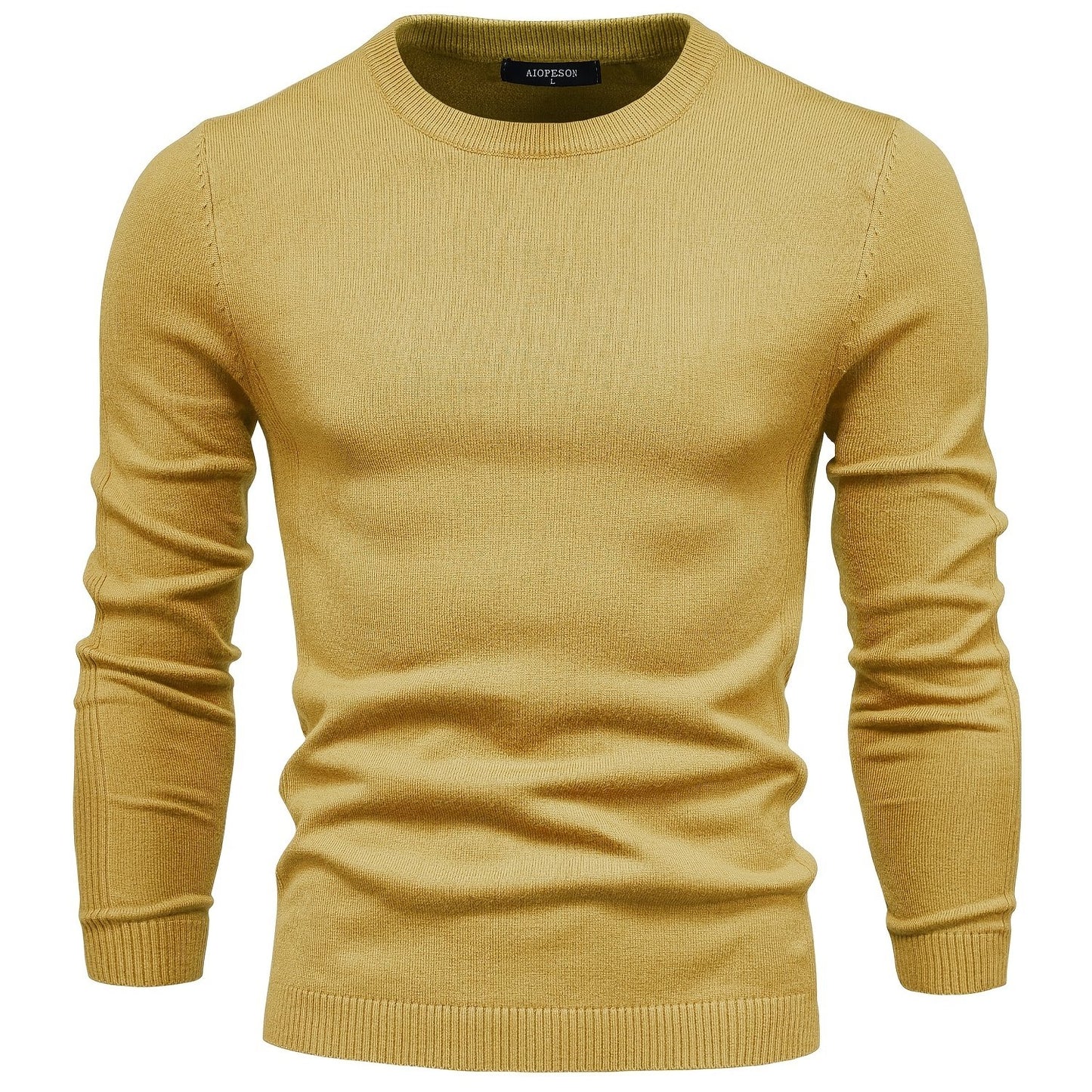 Men's Solid Color Crew Neck Slim Fit Knit Sweater