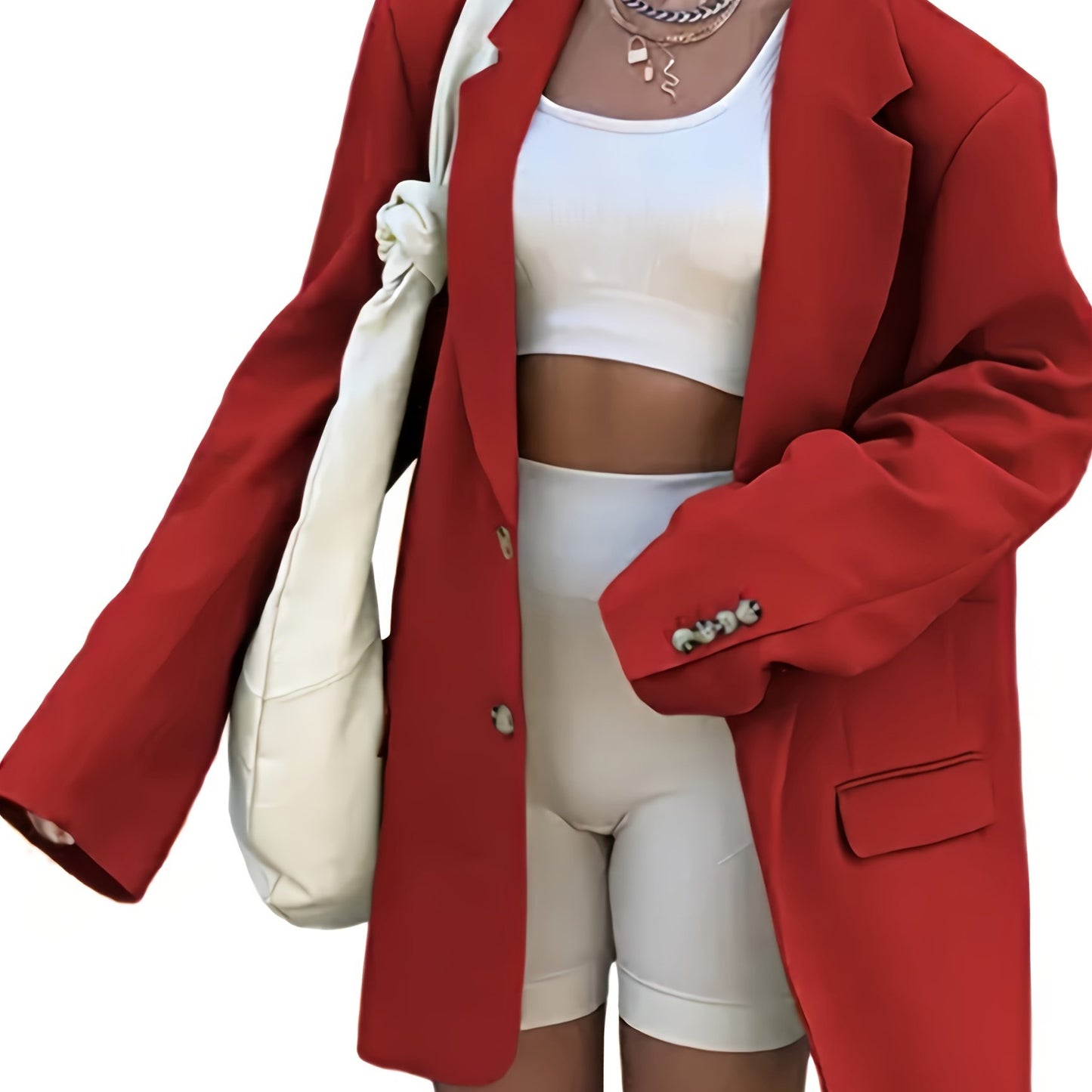 gbolsos  Women's Oversized Casual Blazer Lapel Long Sleeve Elegant Open Front Solid Work Jacket