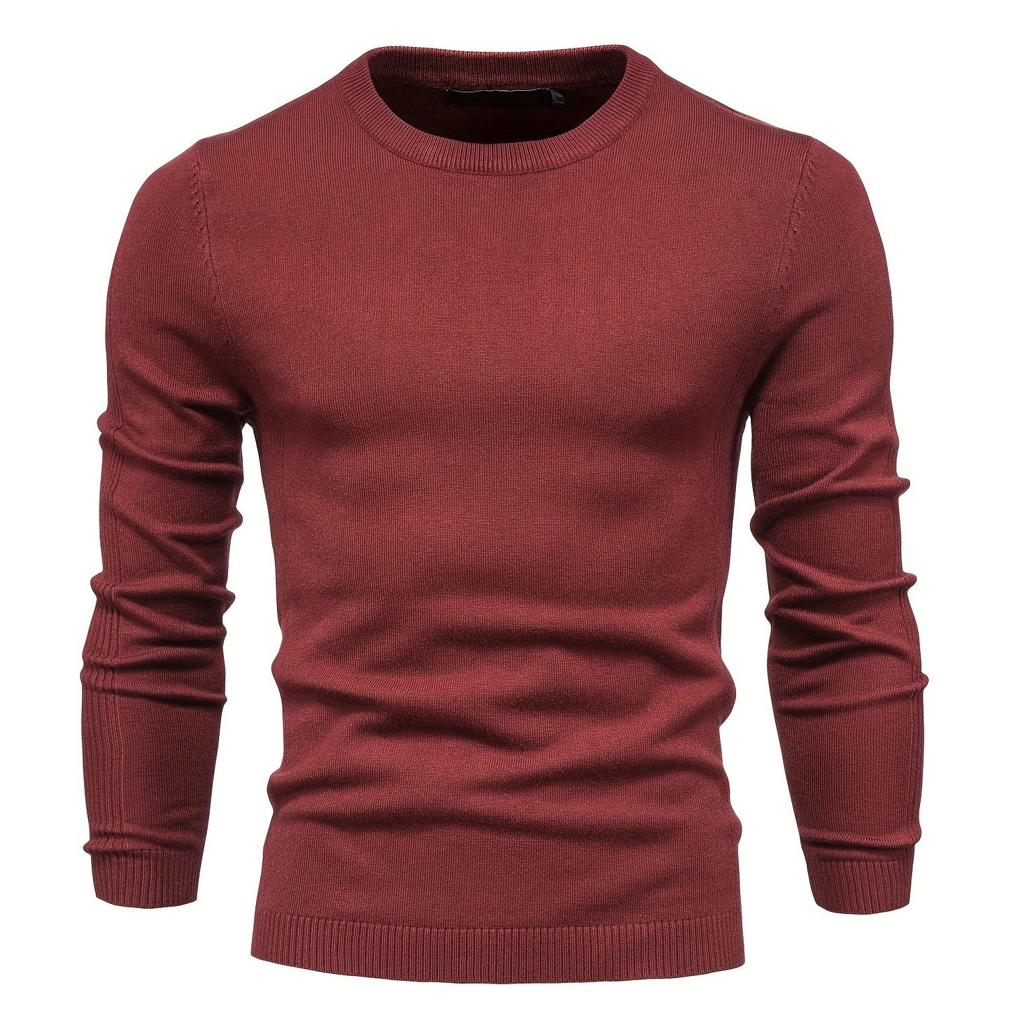 Men's Solid Color Crew Neck Slim Fit Knit Sweater