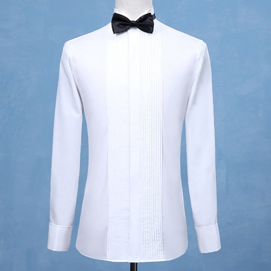 Gbolsos Fashion Groom Tuxedos Shirts Best Man Groomsmen White Black Red Men Wedding Shirts Formal Occasion Men Shirts Wingtip Collar