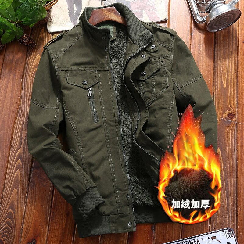 Gbolsos Cotton Military Tactical Jacket Men Waterproof Warm Windbreaker Casual Jacket Autumn Winter Plus Size Men Solid Color Jacket