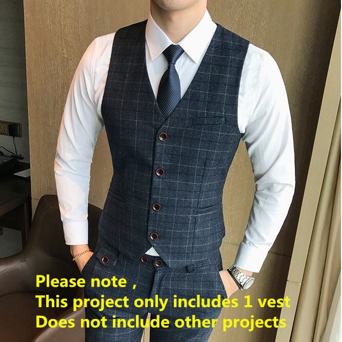 Gbolsos Luxury Men's Check Vest Suit Trousers Men's Formal Wear Wedding Dress Large Size Casual Business Men's Suit Vest Trousers