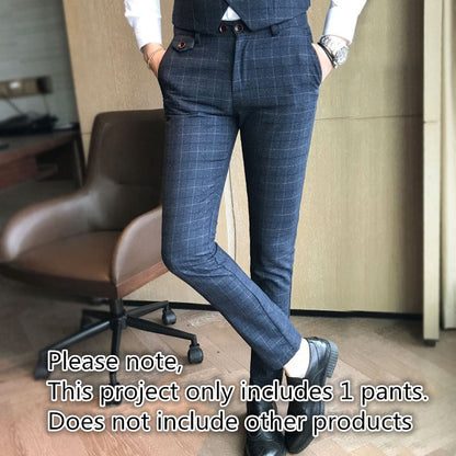 Gbolsos Luxury Men's Check Vest Suit Trousers Men's Formal Wear Wedding Dress Large Size Casual Business Men's Suit Vest Trousers