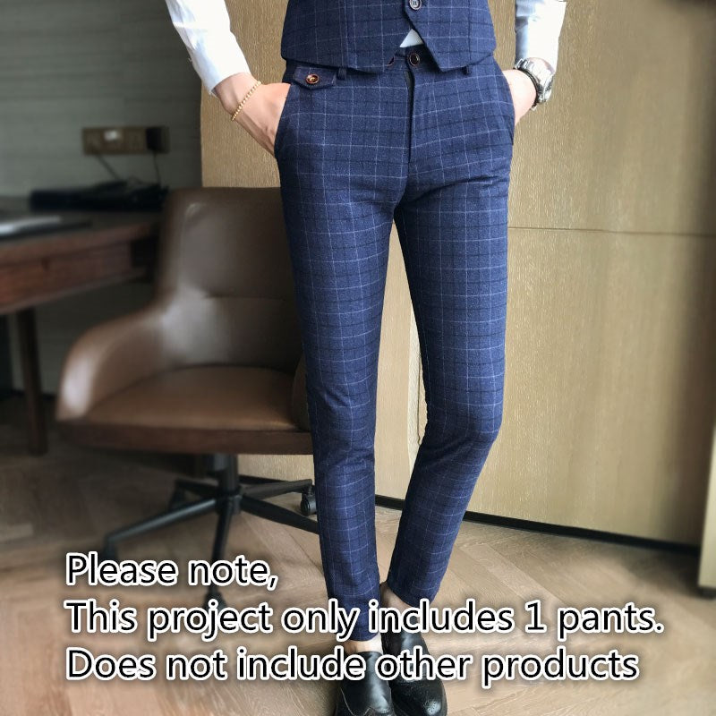 Gbolsos Luxury Men's Check Vest Suit Trousers Men's Formal Wear Wedding Dress Large Size Casual Business Men's Suit Vest Trousers