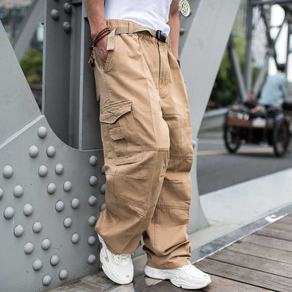 Gbolsos Trendy Loose Baggy Cargo Pants Men Casual Hiphop Harem Cotton Straight Trousers Wide Leg Plus Size Streetwear Clothing