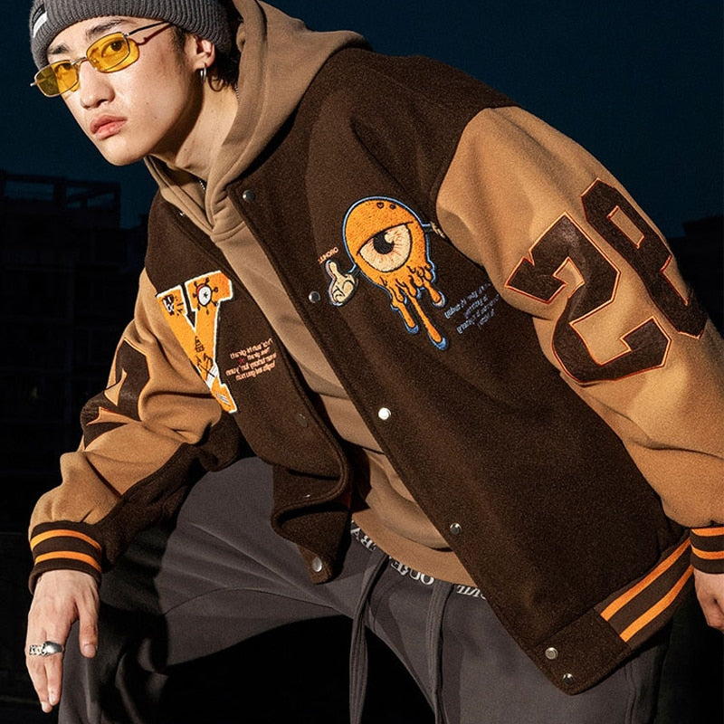 Gbolsos Men Women Letter Embroidery Varsity Jackets Japanese Thin Oversized Spring Autumn Baseball Jacket Coat Hip Hop Harajuku College