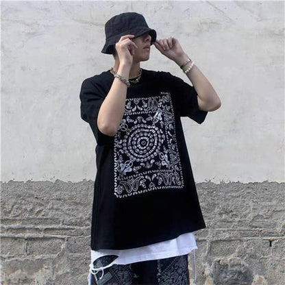 Hong Kong style shirts hip-hop couple summer letter printing tee trend Korean students loose short-sleeved t-shirts men women