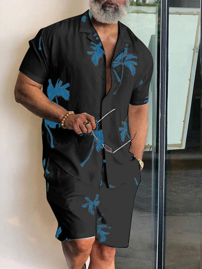 Gbolsos Summer Short Sleeve Beach Shirts And Shorts Sets Men Fashion Printed Two Piece Suits For Mens Clothing Casual Loose Outfits