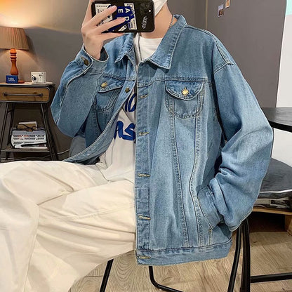 Gbolsos Black Denim Short Jacket Men Jeans Jacket Coats Casual Windbreaker Pockets Overalls Bomber Streetwear Man Clothing Outwear